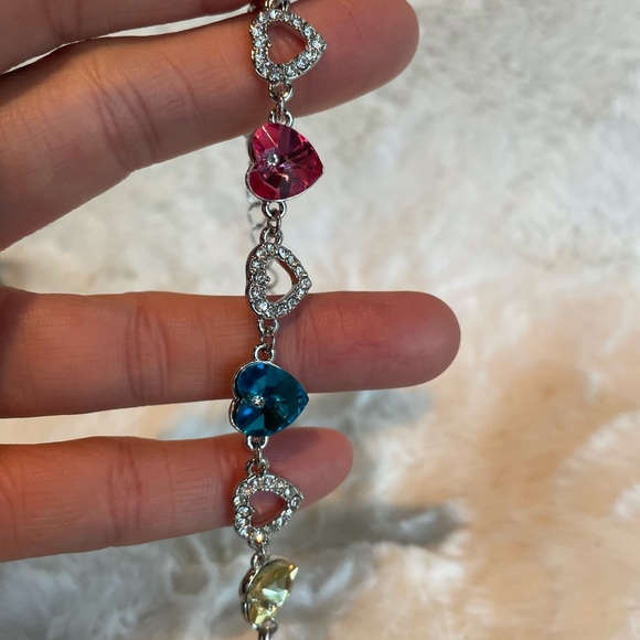 Multi Color Heart CZ Bracelet - Picture 9 of 9